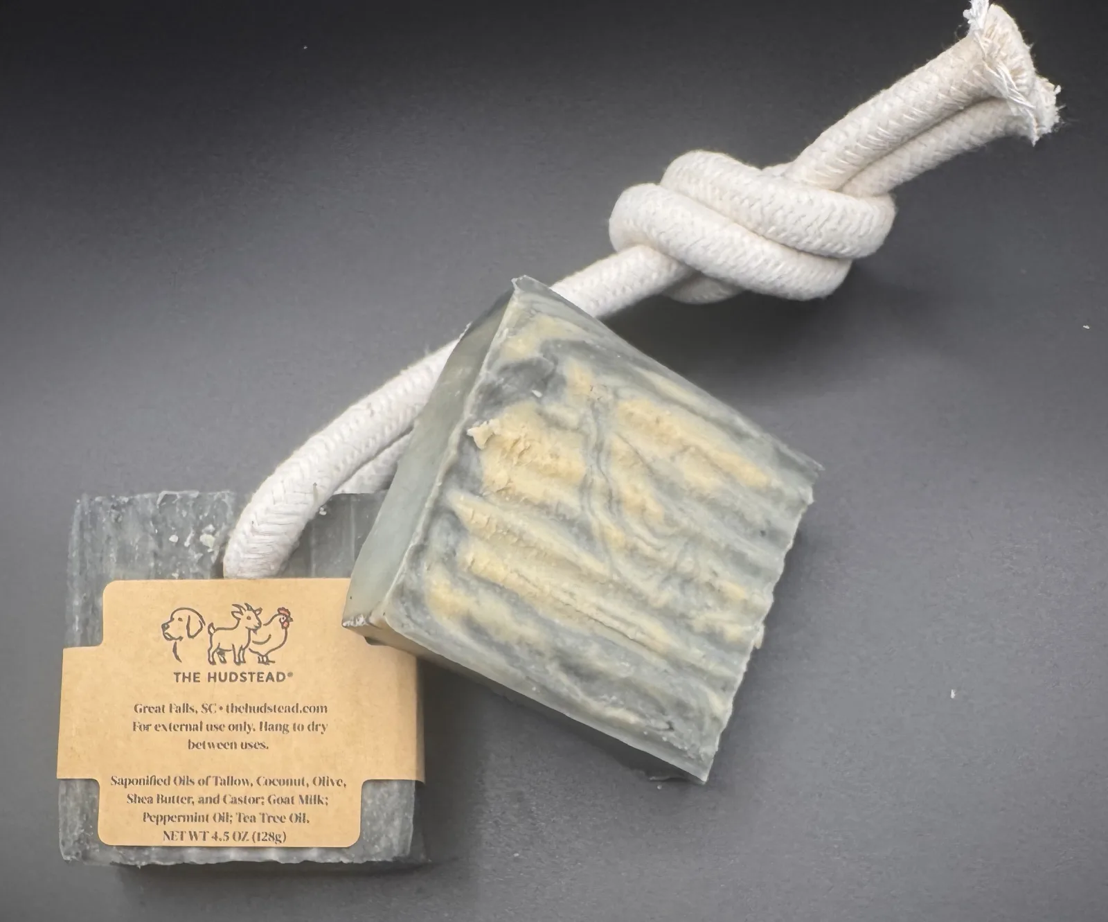 Cold  Creek Goat Milk Soap on a Rope — handcrafted goat milk skin care from The Hudstead in Great Falls, SC
